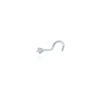 14K White Gold Diamond Nosepin Curved Pin 1pt (WG-NS-C1)