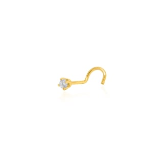 14K Yellow Gold Diamond Nosepin Curved Pin 2.25pt (G-NS-C2)