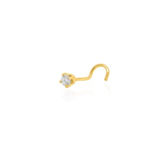 14K Yellow Gold Diamond Nosepin Curved Pin 5pt (G-NS-C5)