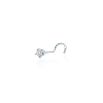 14K White Gold Diamond Nosepin Curved Pin 5pt (WG-NS-C5)