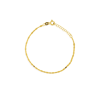 10K Yellow Gold Flake Buckle Chain Bracelet 2mm (GB-10-1140)