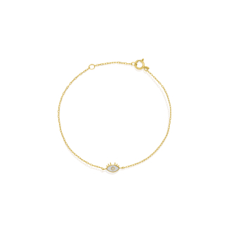 10K Yellow Gold Evil Eye with CZ and Enamel Bracelet (GB-10-1144)