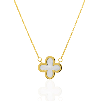 10K Yellow Gold MOP Clover Necklace (GC-10-1125)
