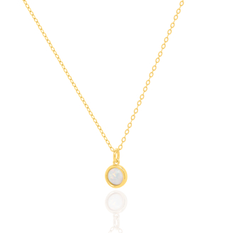 10K Yellow Gold Opal Bezel Set Necklace