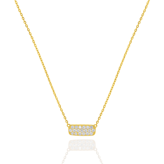 10K Yellow Gold Pave CZ Bar Necklace (GC-10-1128)