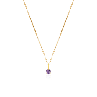 10K Yellow Gold 4mm 3 Prongs Birthstone Necklace (GC-10-1131)