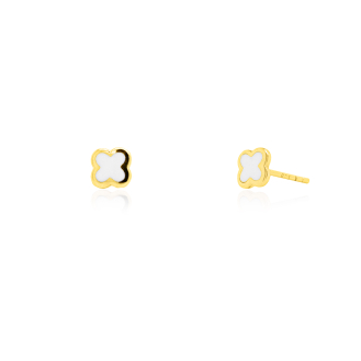 10K Yellow Gold MOP Clover Stud Earrings (GE-10-1120)