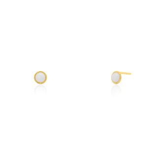 10K Yellow Gold Opal Bezel Set Stud Earrings (GE-10-1121)