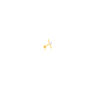 14K Yellow Gold Freshwater Pearl on the Bar Flat Screwback Single Piece (GE-14-1053)