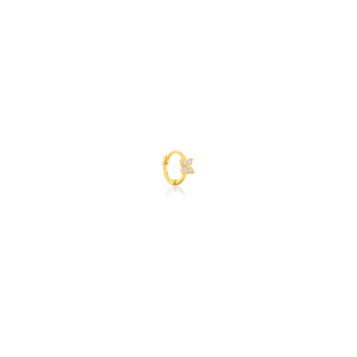 14K Yellow Gold CZ Dainty Flower Cartilage Helix Single Piece (GE-14-1055)