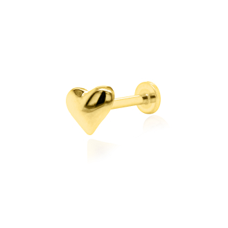 14K Yellow Gold Puffy Heart Flat Screwback Single Piece (GE-14-1059)