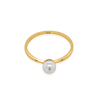 10K Yellow Gold Freshwater Pearl Solitaire Ring (GR-10-1116)
