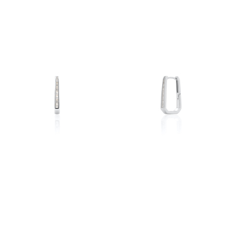 Sterling Silver CZ Geometric Huggies Earrings(HUG-1154)