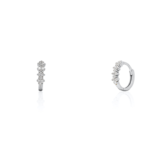 Sterling Silver Fancy CZ Huggies Earrings (HUG-1158)