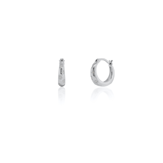 Sterling Silver Star Setting CZ Huggies Earrings (HUG-1162)
