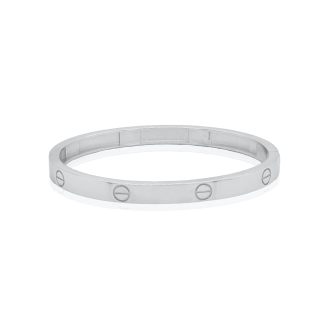 Sterling Silver Rhodium Plated Love Bangle (5.7mm) (IB-1109)