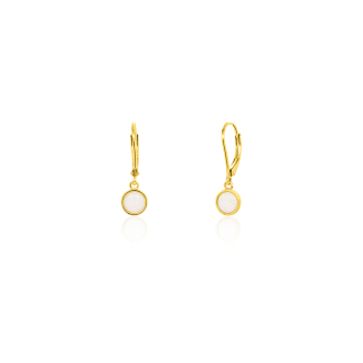 Sterling Silver Gold Vermeil Bezel Set Opal Leverback Earrings (LB-1018)