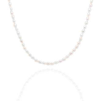 Sterling Silver Gold Vermeil Freshwater Pearl Necklace (N-1595)