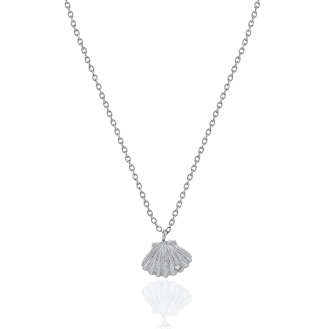 Sterling Silver Seashell CZ Necklace (N-1621)