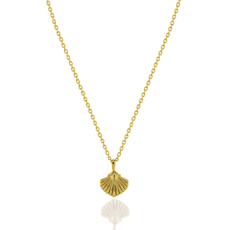 Sterling Silver Gold Vermeil CZ Engraved "Ocean Blue" Shell Locket Necklace (N-1626)