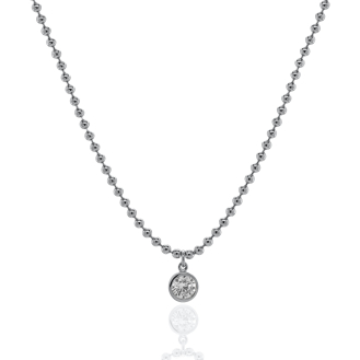 Sterling Silver Bezel Set CZ Ball Necklace (N-1628)