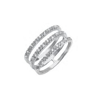 Sterling Silver Assorted Three Row CZ Ring (R-1207)