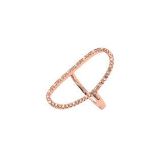 Sterling Silver Rosegold Vermeil CZ Long Oval Ring (R-1215-R)