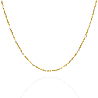 Sterling Silver Gold Vermeil Fancy Rolo Chain Single Bead 1.4mm (ROLO-30-2C-G)