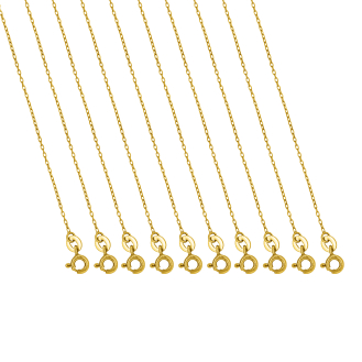 Sterling Silver Gold Vermeil Rolo Fancy Chains 10 Pack of 1mm (ROLO10-G-PACK)
