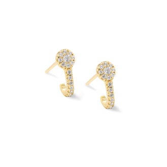 Sterling Silver CZ Pave Faux Micro Huggie Stud (ST-1516)