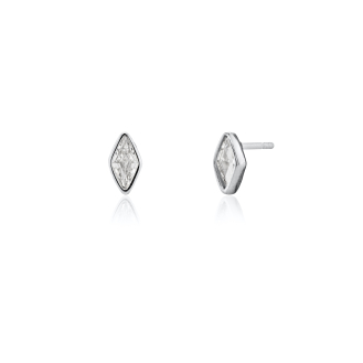 Sterling Silver Bezel Set Marquise CZ Stud Earrings (ST-1700)