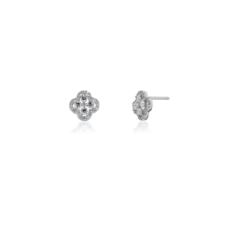 Sterling Silver CZ Clover Stud Earrings (ST-1703)