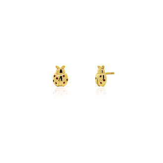 Sterling Silver Gold Vermeil CZ Ladybird Studs (ST-1705)