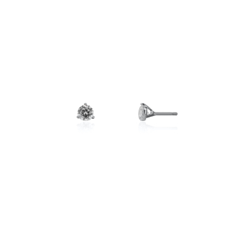 Sterling Silver 3 Prongs 4mm Round CZ Martini Stud Earrings (ST-1713)