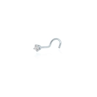 14K White Gold Diamond Nosepin Curved Pin 2.25pt (WG-NS-C2)