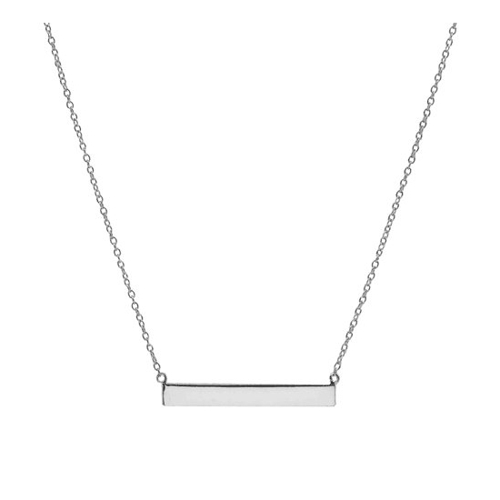 Sterling Silver Gold Vermeil Plain Bar Necklace (N-1083)
